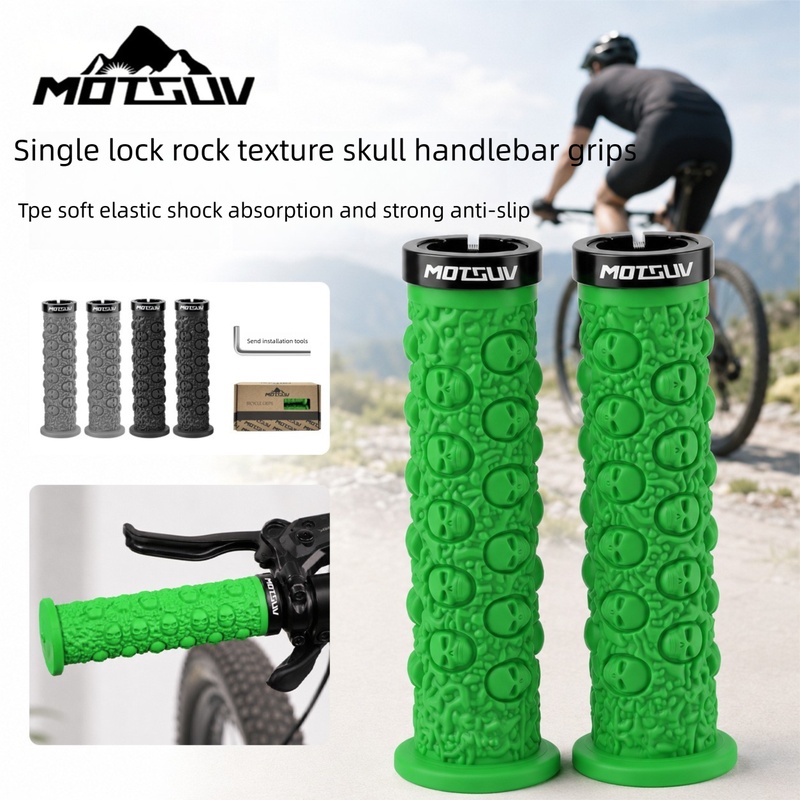 Commuter Bike Lock - Bicycle Handlebar Grips, Skull Lock-On TPE
