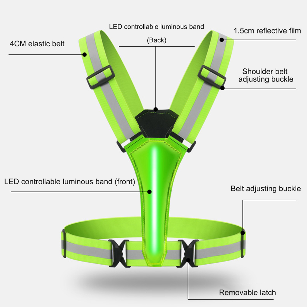 Reflective Vest Cycling - Luminous Light Strip Back Suit Night